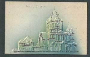 Ca 1904 Post Card Boston MA Trinity Church Blue W/Glitter Airbrushed Embossed