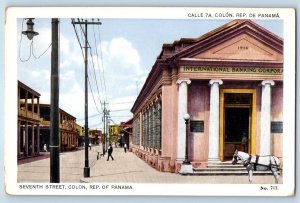 Colon Panama Postcard Seventh Street International Banking Calle 7A c1930's