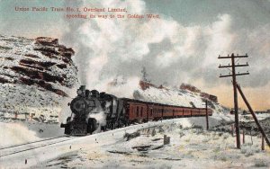 Union Pacific Train Overland Limited Golden West Vintage Postcard AA22436