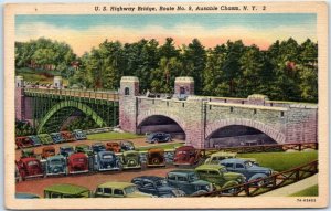 Postcard - U. S. Highway Bridge, Route No. 9, Ausable Chasm - New York