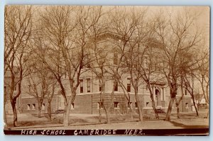 Cambridge Nebraska NE Postcard RPPC Photo High School Building c1910's Antique