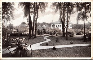 Postcard View of Honeywell Park and Public Library in Hoopeston, Illinois