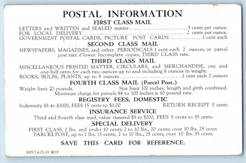 Minneapolis Minnesota Postcard United States Post Office Class Mail 1940 Vintage