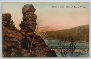 Chimney Rock Harpers Ferry WV Hand Colored Postcard P21