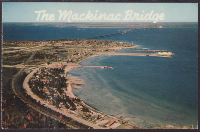 Mackinac Bridge,MI Postcard BIN