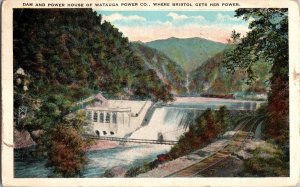 Dam and Power House of Watauga Power Co Bristol VA c1925 Vintage Postcard K72