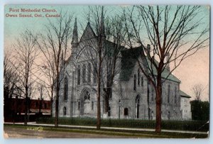 c1913 Ontario ON Canada Postcard First Methodist Church Owen Sound Exterior View