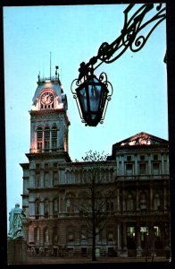 Kentucky LOUISVILLE City Hall an Ornate Lamp in the Foreground ~ Chrome