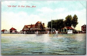 Mt. Clair Flats Michigan MI, Old Club House, River, Waterfront, Vintage Postcard