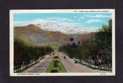 CO Pikes Peak Platte Ave COLORADO SPRINGS Postcard PC