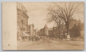 RPPC Southbridge MA View on Main Street c1903 Real Photo Postcard I24