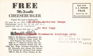 Advertising Postcard, McDonald's McDouble Cheeseburger Promotion, Missouri, 1966