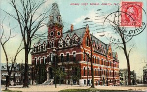 Albany High School Albany NY New York c1912 Poultney VT Cancel Postcard E99