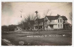 West Walnut Street Herington Kansas 1908 Real Photo RPPC postcard