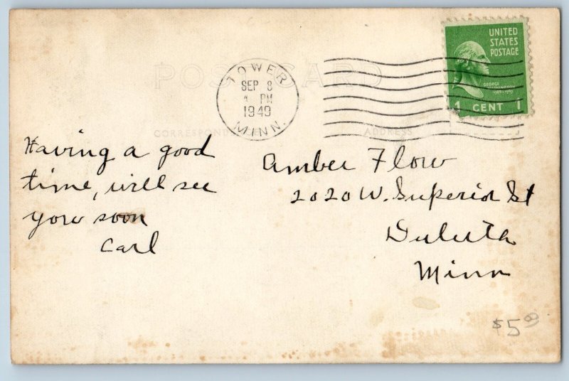 1949 View Of School Buildings Tower Minnesota MN RPPC Photo Vintage Postcard