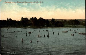 Sacandaga Park New York NY Bathing Swimming Scene c1910 Vintage Postcard