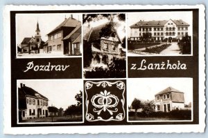 Moravian Czechia Postcard Greetings from Lanzhot 1939 Multiview RPPC Photo
