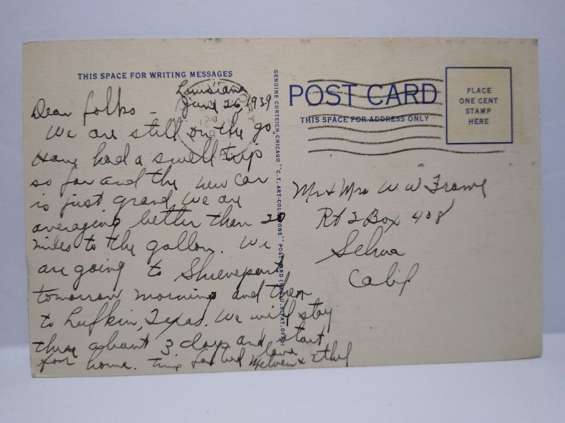 Greetings From Texarkana Texas Big Large Letter Linen Postcard Curt Teich Script