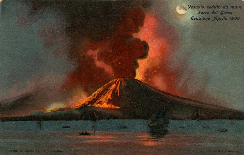 Italy -  Naples. Mt Vesuvio Eruption in 1906