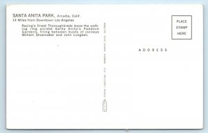 ARCADIA, CA~ Santa Anita RACE TRACK~JOCKEYS leave Walking Ring c1960s  Postcard