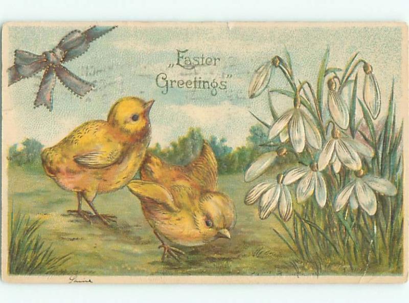 Divided-Back EASTER CHICK SCENE Cute Postcard AA0785