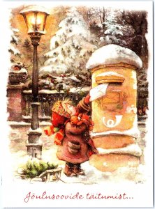 VINTAGE CONTINENTAL SIZE POSTCARD CHRISTMAS GREETING BEING MAILED BELARUS 2021