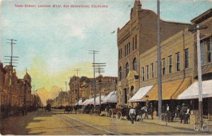 San Bernardino California Third Street Looking West Vintage Postcard AA18291