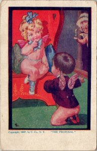 Valentines Cherub Proposal 1908 to Ryan Oklahoma Postcard V7