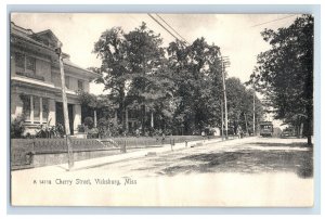 C. 1910 Cherry Street Vicksburg Miss Trolly Postcard F132E