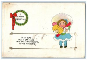c1910's Christmas Whreat Berries Little Girl With Gifts Canada Antique Postcard