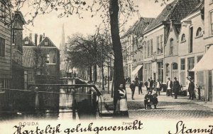 Netherlands Gouda Zeugstraat Vintage Postcard 03.94