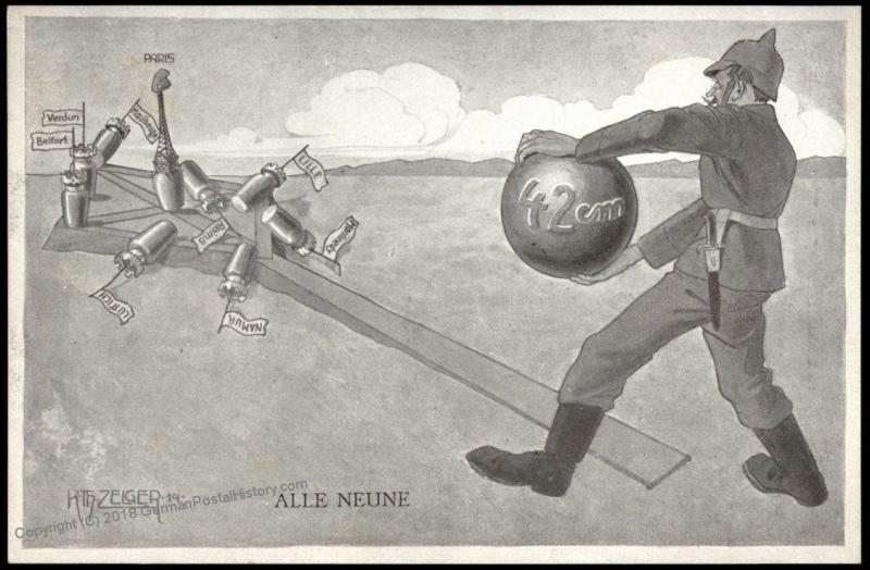 Austria Germany WWI Patriotic Card Against Allies Artillery Bowling All Ni 81153