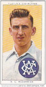 Player Cigarette Card Cricketers 1938 No 45 E L McCormick Victoria &  ...