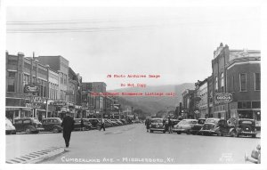 KY, Middlesboro, Kentucky, RPPC, Cumberland Avenue, 40s Cars,Cline Photo No R127