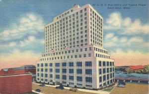 U.S. Post Office & Custom House, St. Paul, Minnesota, Linen Postcard, Unused