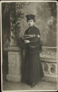 Work Labor Women's Rights Female Mail Postal Carrier Studio RPPC c1910