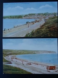 Dorset 2 x SWANAGE BAY BEACH & PROMANADE c1930s by Photochrom