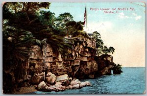 Gibraltar Ohio 1908 Postcard Perry's Lookout And Needle's Eye