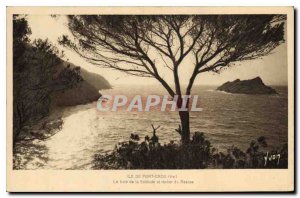 Postcard Old Port Cros Island Var The Bay of Solitude and rock Rascas