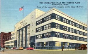 MINNEAPOLIS, MN Minnesota  STAR & TRIBUNE NEWSPAPER PLANT c1940s Linen  Postcard