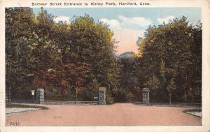 HARTFORD CONNECTICUT BARBOUR STREET ENTRANCE TO KENEY PARK POSTCARD 1920s