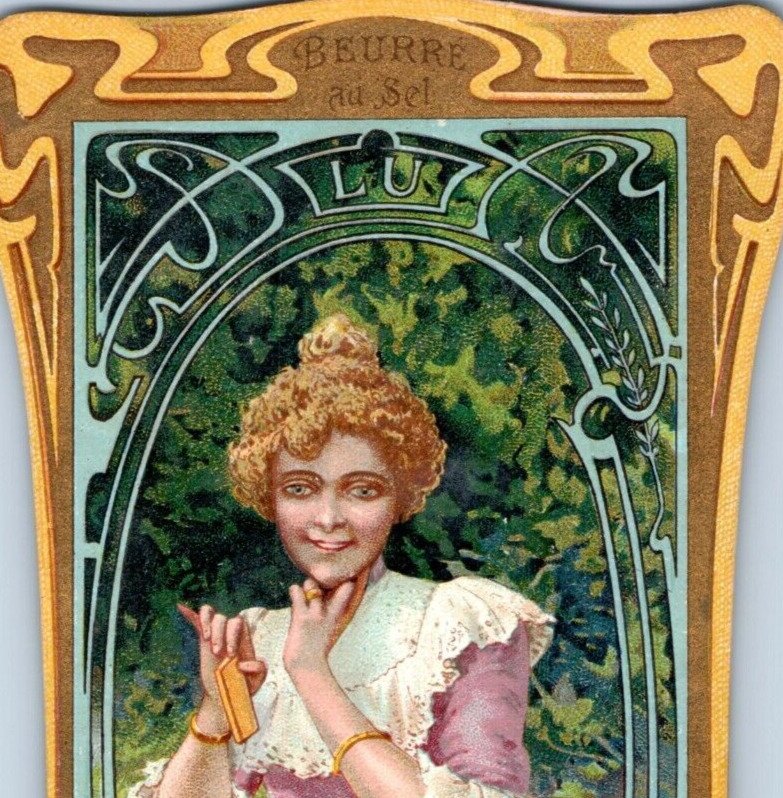 1900 Art Nouveau Bookmark Paris Lefevre-Utile Beurre Lovely Lady F161