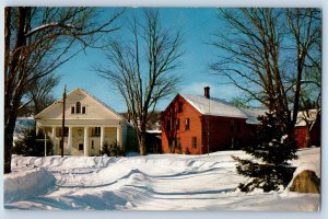 1960 Weston Vermont Postcard Playhouse Winter Community Meeting Place Village