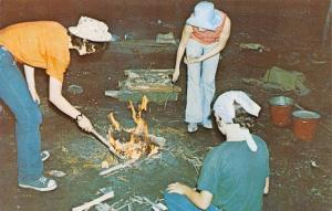 Vincentown New Jersey~Girl Scouts Council Camp Inawendiwin~Bonfire~1970s PC