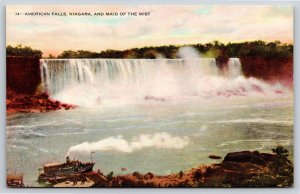 New York~Maid Of The Mist @ American Niagara Falls~Harris Litho Vintage Postcard