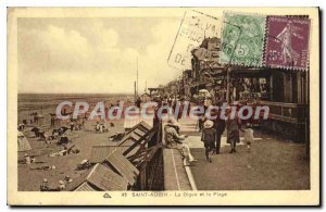 Postcard Old Saint Aubin La Digue and the Beach