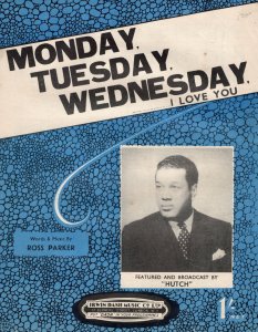 Monday Tuesday Wednesday Hutch Rare Cover 1950s Sheet Music