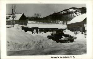 Jackson NH Whitney's Winter Old Car Visible License Plate Real Photo Postcard