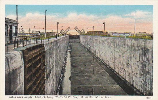 Michigan Sault Ste Marie Sabin Lock Empty Curteich