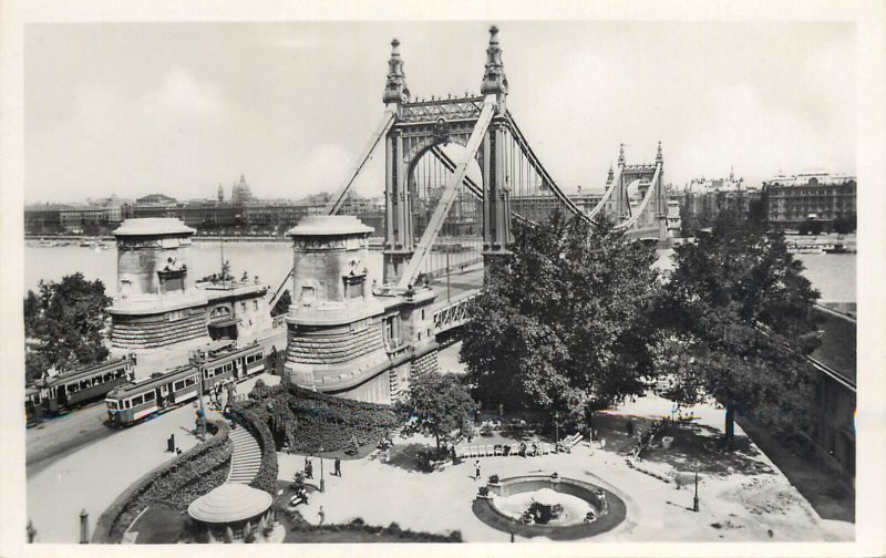 Hungary Budapest bridge tramway 1944 photo postcard